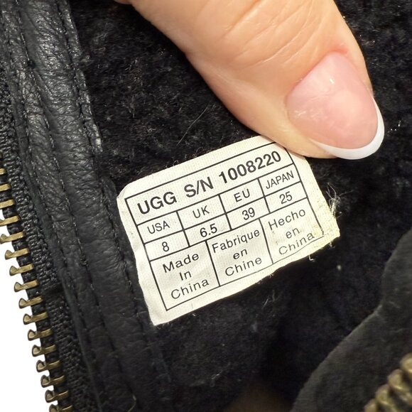 UGG Australia Blayre II Black Leather Shearling Buckle Ankle Boot women's size 8 - Picture 10 of 14